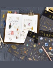 Śliczne Golden Planet naklejki dekoracyjne wszechświat kosmos naklejki do pamiętnika zdjęcie telefon Diy Scrapbooking papiernicz