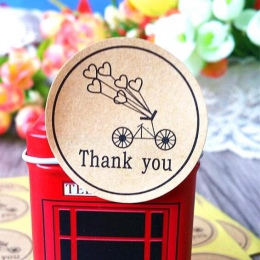 120 sztuk/partia okrągły papier pakowy naklejka uszczelniająca romantyczny rower serca wakacje dziękuję naklejki etykiety opakow