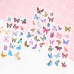 6 sztuk/worek. Osobowość kreatywny Butterfly przezroczysta naklejka szkolne materiały papiernicze Diy na zewnątrz Decor naklejka