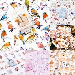 46 sztuk/pudło Robin ptaki naklejki śliczne kolorowe klej dekoracyjny papier naklejki dziewczyny dekoracje Scrapbooking materiał