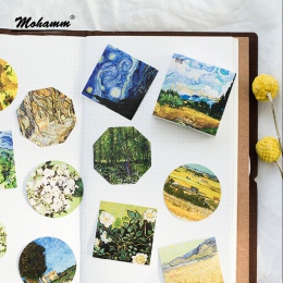 45 sztuk/partia śliczne Van Gogh obraz olejny Mini dekoracja z naklejek papierowych Diy album pamiętnik etykiety Scrapbooking na