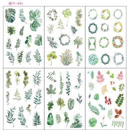 6 sztuk/paczka piękne zielone liście dekoracyjne naklejki papieru Scrapbooking DIY pamiętnik Album Stick label