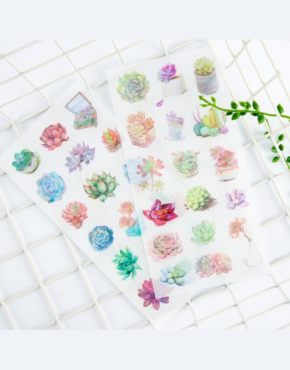 6 sztuk/paczka soczyste rośliny zestaw naklejek dekoracyjne naklejki papieru Scrapbooking DIY pamiętnik Album Stick Label