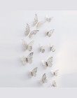 12 sztuk/partia 3D Hollow złoty srebrny motyl naklejki ścienne sztuki dekoracje domu naklejki ścienne na wesele wyświetlacz moty