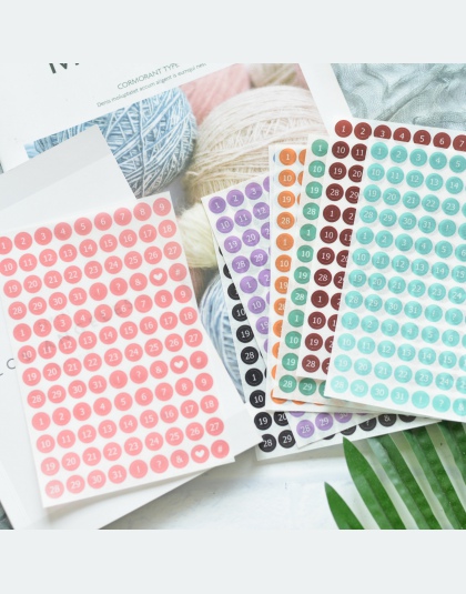 8 sztuk nowe kolorowe koło cyfrowego śliczne numer dziennie tydzień plan podstawowe dekoracyjne naklejki DIY Scrapbooking planow