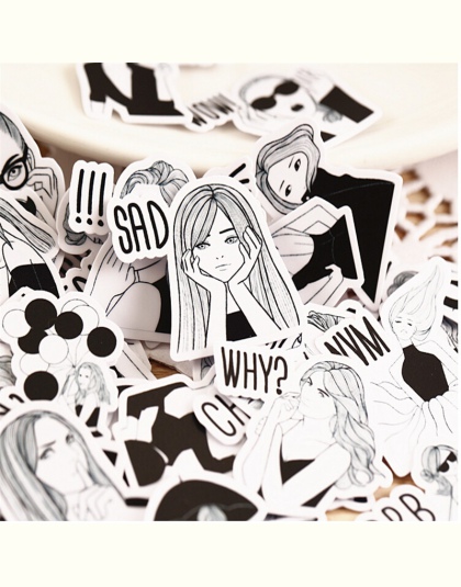 40 sztuk kreatywny śliczne Self-made czarny i biały moda dziewczyna Scrapbooking naklejki/dekoracyjna naklejka/DIY Craft zdjęcie
