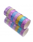 10 sztuk brokat Washi taśma papiernicza Scrapbooking klej dekoracyjny taśmy DIY kolor taśma maskująca szkolne Papeleria