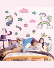 Cartoon jednorożec gwiazda naklejki ścienne dla dzieci pokoje dziewczyny pokoje dekoracja sypialni zwierząt Wall Art jednorożec 