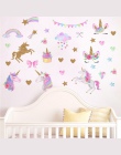 Cartoon jednorożec gwiazda naklejki ścienne dla dzieci pokoje dziewczyny pokoje dekoracja sypialni zwierząt Wall Art jednorożec 