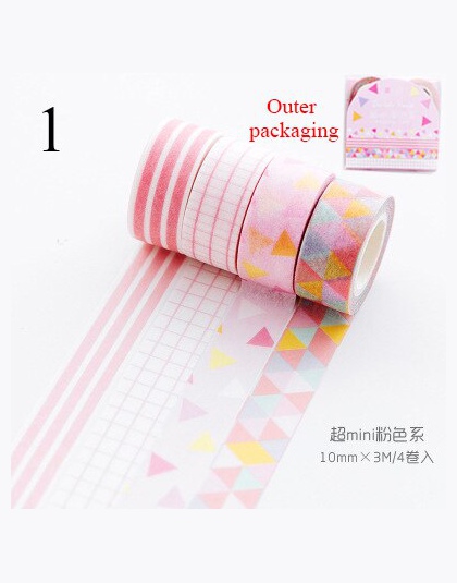 4 sztuk/partia geometria taśma Washi ładny pasek klej dekoracyjny taśmy maskujące do dekoracji Scrapbooking Diy taśma do Papeter