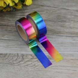 2 sztuk/partia dekoracyjne Rainbow stałe złote taśmy Washi Tape papier do księga gości Bullet journal taśma klejąca 15mm x 10 m 