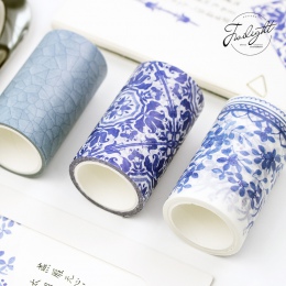 Niebieski biały porcelany tekstury dekoracyjne Washi taśma DIY do scrapbookingu taśma klejąca Craft szkolne materiały biurowe