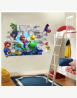 Super Mario Bros dzieci wymienny naklejki ścienne naklejki wystrój pokoju dziecięcego Vinyl Mural dla chłopca sypialnia salon Mu