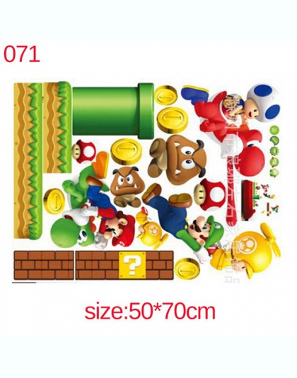Super Mario Bros dzieci wymienny naklejki ścienne naklejki wystrój pokoju dziecięcego Vinyl Mural dla chłopca sypialnia salon Mu