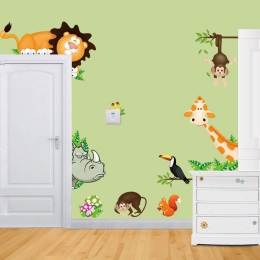Stylowe naklejki ścienne dżungla zwierząt dla dzieci przedszkole dla dzieci mural dekoracja wnętrz gorąca sprzedaż sypialni nakl