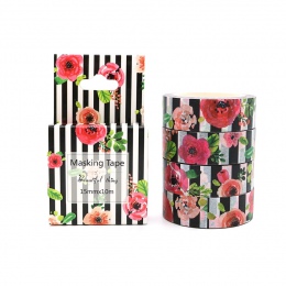Box pakiet kwiat i paskiem taśma Washi doskonała jakość papier kolorowy taśma maskująca DIY taśmy dekoracyjne 10 m * 15mm