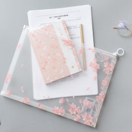 1 Pcs Kawaii Cherry Sakura przycisk kancelarii Zipper Folder plików A4 szkolne materiały biurowe dzieci prezenty studenckie piśm
