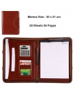A4 Fichario Folder plików dokumentów spoiwa teczka na dokumenty Notebook z kalkulatorem uchwyt zamek biurowe ze skóry PU torba m