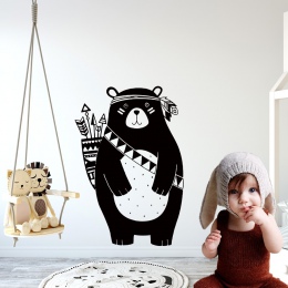 Nordic stylu naklejki Tribal niedźwiedź zwierzęta winylu ścienne naklejki ścienne dla dzieci pokoje dekoracji przedszkola sypial