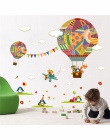 Kolorowy balon na gorące powietrze zwierząt przedszkole naklejka ścienna do pokoju niedźwiedź żyrafa pokój dziecięcy cartoon kla