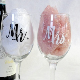 18 sztuk/zestaw pan i pani kieliszki do wina naklejki nowożeńców zaręczynowy prezent ślubny kieliszek do szampana naklejka Copas