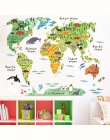 Nowy 037 cartoon zwierzęta mapa świata naklejki ścienne dla dzieci pokoje biuro dekoracje domu pcv naklejki ścienne diy mural ar