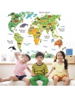 Nowy 037 cartoon zwierzęta mapa świata naklejki ścienne dla dzieci pokoje biuro dekoracje domu pcv naklejki ścienne diy mural ar