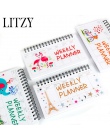 Kawaii flamingi zeszyt Diary Planner, tygodniowy, miesięczny, planista, organizator spiralny Notebook porządku obrad biuro szkol