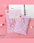 Śliczne różowe pcv wstrząsnąć karty torba na zamek błyskawiczny przegroda akcesoria Planner pamiętnik A5A6 spirali notebooka tor