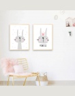 Różowy Cartoon przedszkole dziewczyna obraz na ścianie plakat drukuj królik korona pokoju dziecka nowoczesne malarstwo na płótni