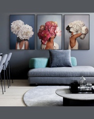 Dekoracyjne obrazy ścienne portret kobiety kwiaty nowoczesny wzór ozdobny do salonu pokoju