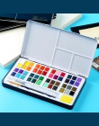 48 kolory stałe akwarele zestaw metalowe pudełko z żelaza akwarela malarstwo Pigment kieszonkowy zestaw do rysowania z 7 prezent