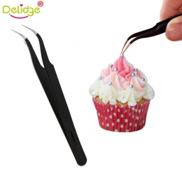 Delidge 1 pc narzędzie do dekoracji ciast pinceta ze stali nierdzewnej antystatyczne pincety precyzyjne bardzo ciężko klip cukie