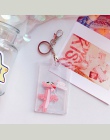 1 sztuk Kawaii różowa pantera jednorożec brzoskwinia przezroczyste plastikowe etui na karty biurowe karty bankowe karty ID etui 