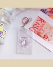 1 sztuk Kawaii różowa pantera jednorożec brzoskwinia przezroczyste plastikowe etui na karty biurowe karty bankowe karty ID etui 