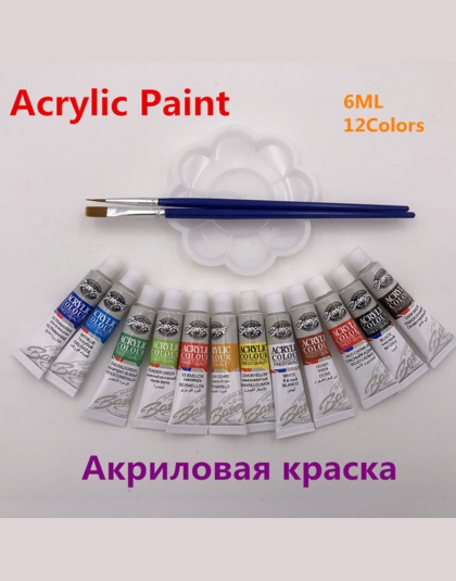 Zawód farby akrylowe zestaw rur do malowania paznokci narzędzie do rysowania dla artystów, 12 kolory oferta pędzle do malowania 