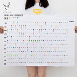 Duży kreatywny 2019 365 dni papieru Kalendarz ścienny biuro szkolne codziennie Planner notatki Memo planowanie roku uczyć się no