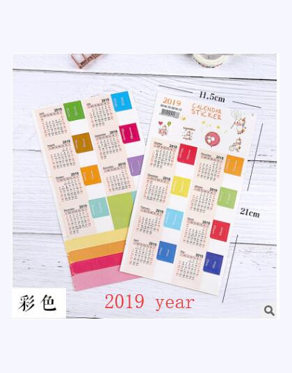 2 sztuk nowy 2020/2019 rok Mini kalendarz biurowe indeks dekoracyjne naklejki etykieta kalendarz naklejka DIY pracy kalendarz