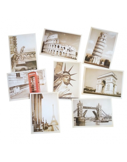 32 sztuk/partia klasyczna słynna europa budynek w stylu Vintage pamięci pocztówka zestaw kartki z życzeniami karty podarunkowe p