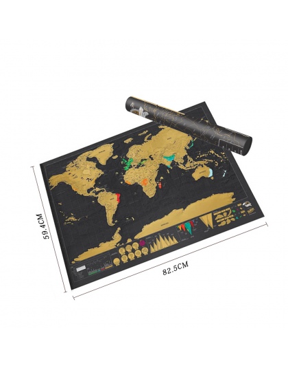 Scratch mapa Scratch Off mapa świata podróży plakat z folii miedzianej spersonalizowany dziennik zaloguj duży rozmiar z cylindry