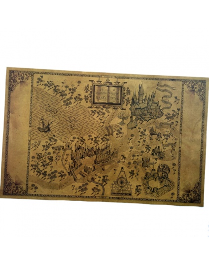 Mapa czarodziejskiego świata harry'ego pottera wokół dużego papieru plakat film 51*32.5 cm klasyczny plakat w stylu Vintage Retr