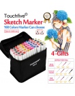 TouchFive Marker 30/40/60/80/168 kolory cienki pędzelek pióro alkoholu tłustej tusz na bazie Marker do malowania dla manga Dual 