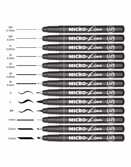Wysokiej jakości 13 sztuk mikronów Neelde rysowanie linii pióro ręcznie długopisy wodoodporny Pigment szkic markery pióra do pro
