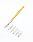 (1 uchwyt + 6 noży) do obróbki drewna DIY metalowe rzemiosło rzeźba nóż telefon komórkowy folia nóż do cięcia nóż do papieru pły