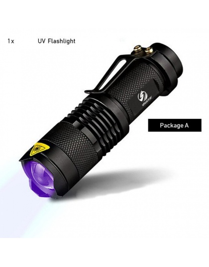 Latarka UV ultrafioletowe światło z funkcją Zoom Mini lampa światła czarnego UV zwierzęta domowe są plamy moczu detektor Scorpio