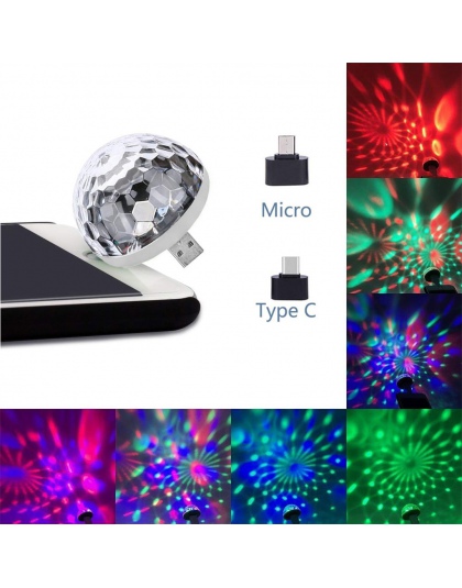 2 rodzaje USB Mini LED, noc, lekki kolor zmienił się przez dźwięk muzyka magiczna światła LED grzyb