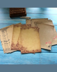 Zestaw oryginalnej papeterii w stylu vintage ozdobna świąteczna eleganckie kartki do korespondencji w brązowym kolorze