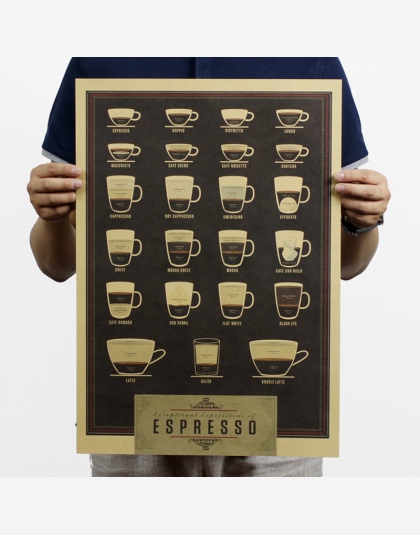 Włochy do kawy Espresso pasujące wykres papier pakowy vintage plakat sztuki dekoracji ściany domu czasopisma Retro plakaty i rep