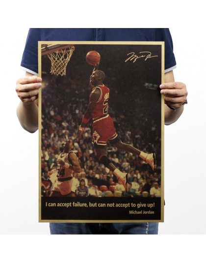 Michael Jordan nie poddawaj się papier pakowy vintage plakat sztuki dekoracji ściany domu czasopisma Retro plakaty i reprodukcje
