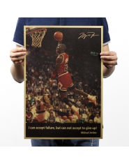Oryginalny plakat z legendą koszykówki Michaelem Jordanem i jego autografem w stylu vintage do biura siłowni